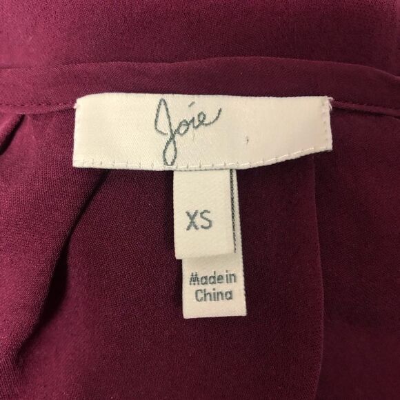 Joie Silk Blouse Button Up Shirt Burgundy XS - Picture 9 of 10